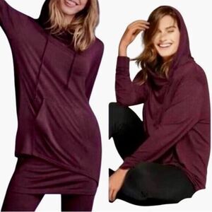 CAbi Hype Lightweight Hoodie in Burgundy Heather Women’s S